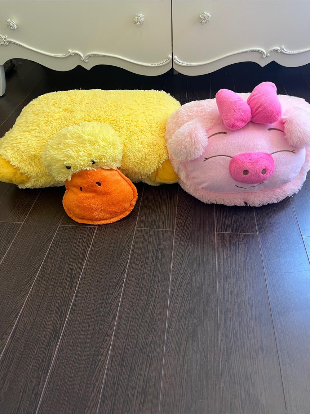 Yellow Duck & Pink Pig Plush Floor Pillows